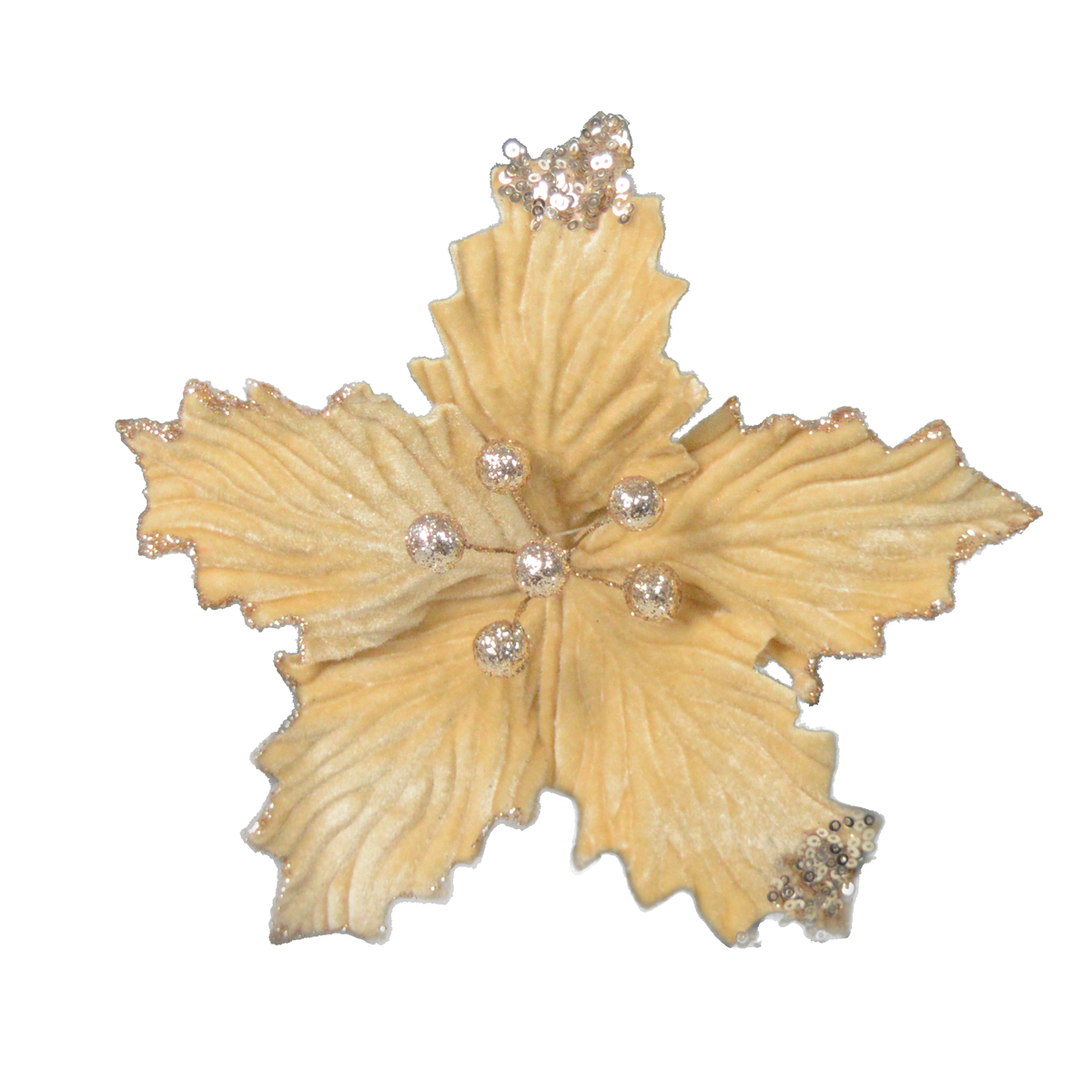Poinsettia Decoration Champagne 25cm