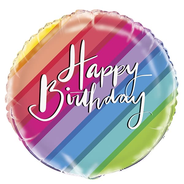 Unique Foil Balloon Rainbow Birthday 18"