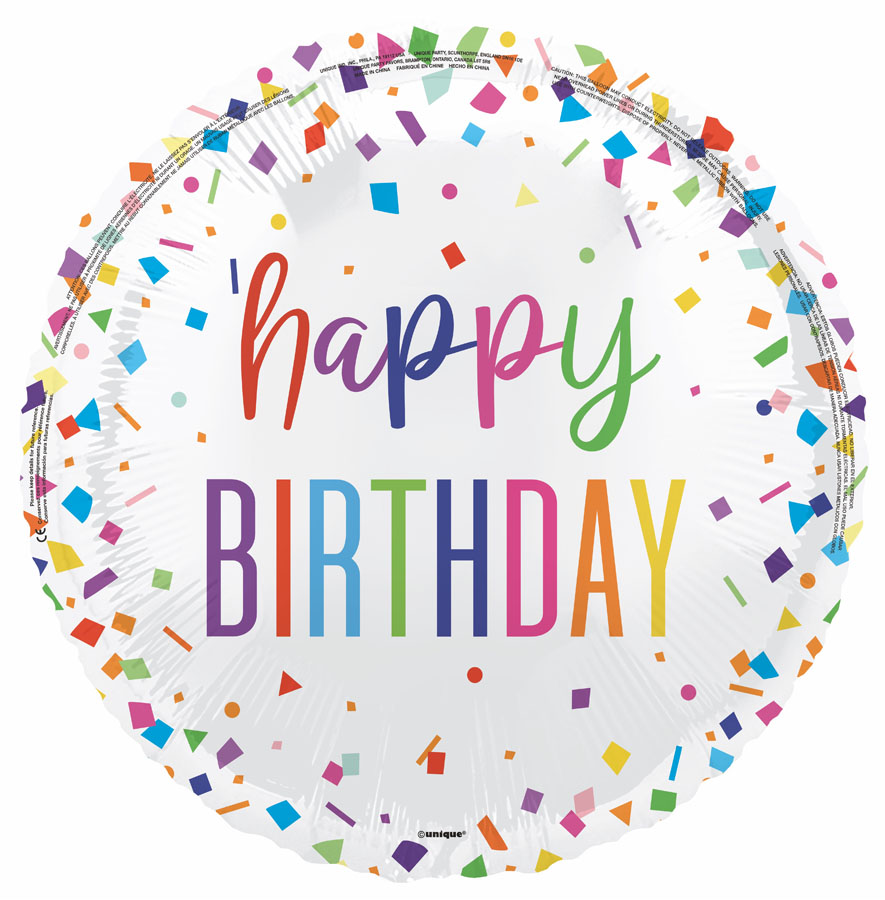 Unique Birthday Bright Confetti 18" Foil Balloon