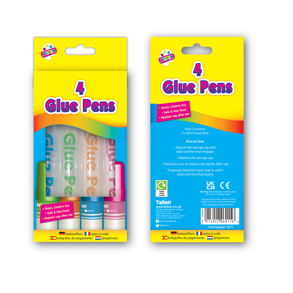 Tallon 4 Pack Glue Pens Water Based 50ml