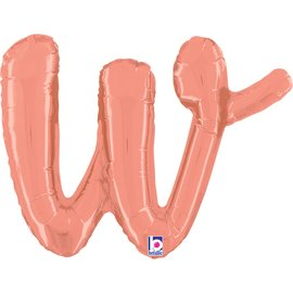 Grabo Foil Balloon Rose Gold Script 14" Letter W