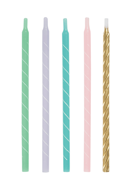 Unique Tall Candle Pastel Spiral 12.5" 12pk