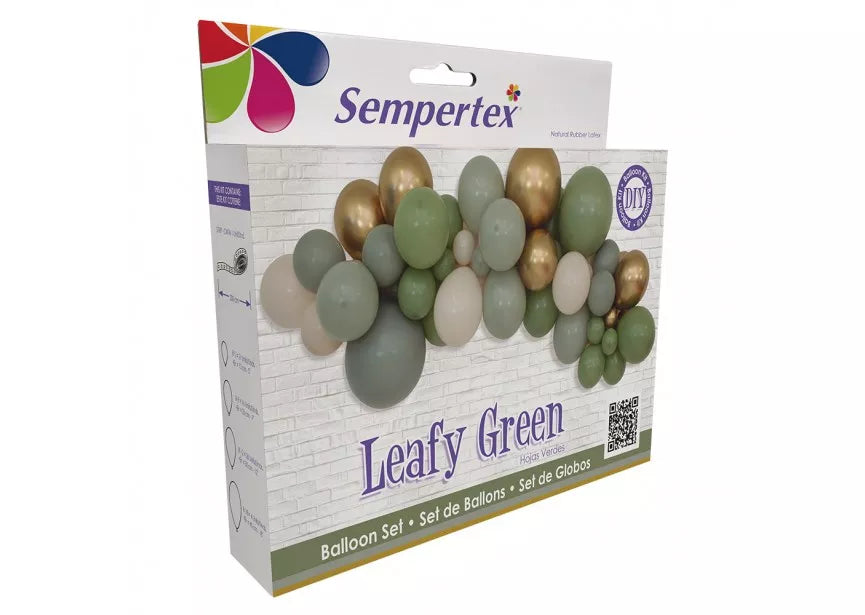 Sempertex Latex Balloon Garland Kit in leafy green with 3-meter length, ideal for decorative balloon arrangements.