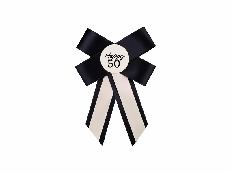 Cream & Black Happy 50th Birthday Rosette 11x17cm