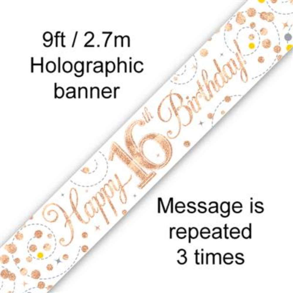 Oaktree Banner Sparkling Fizz Age 16 Rose Gold 9ft