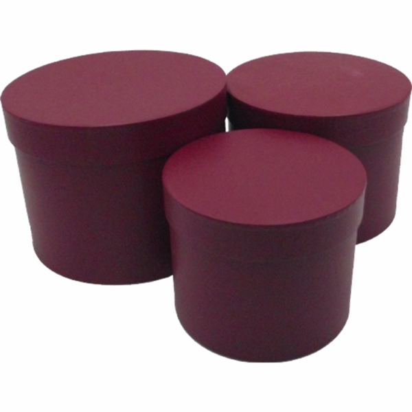 Burgundy Round Flower Boxes - Set of 3