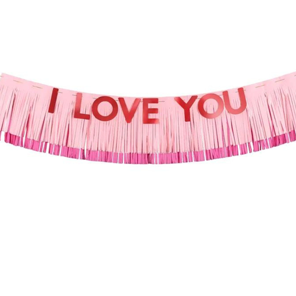 PartyDeco I Love You Fringe Banner 150cm