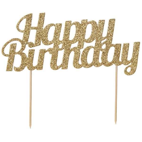 Glitter Gold Happy Birthday 7" Cake Topper