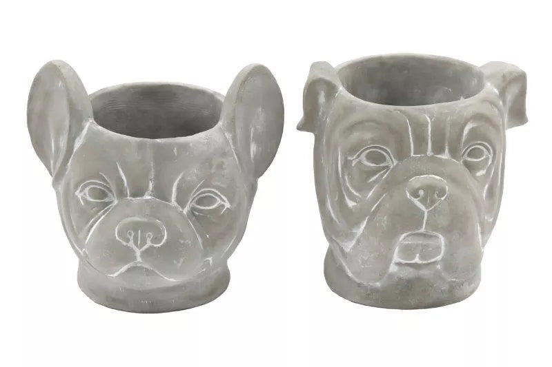 Sifcon gardenware planter featuring a dog head design, approximately 19cm tall, with slight design variations.