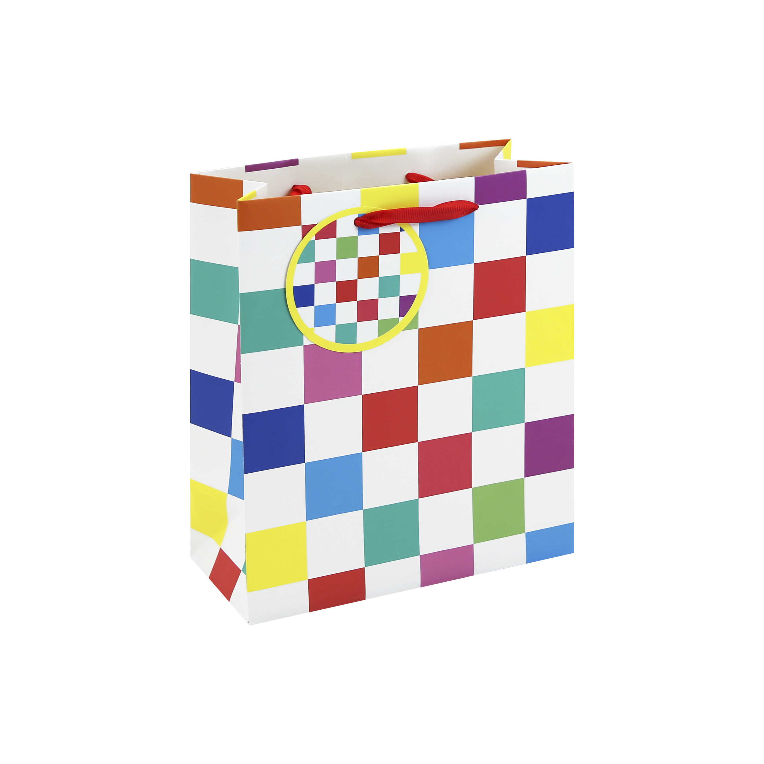 Eurowrap 6 Pack Gift Bag Neon Checkerboard Medium