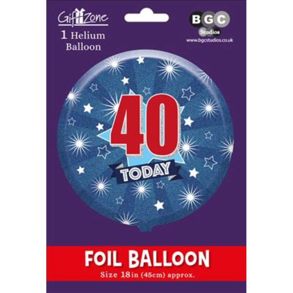 Foil Balloon 18" Round Holographic Age 40