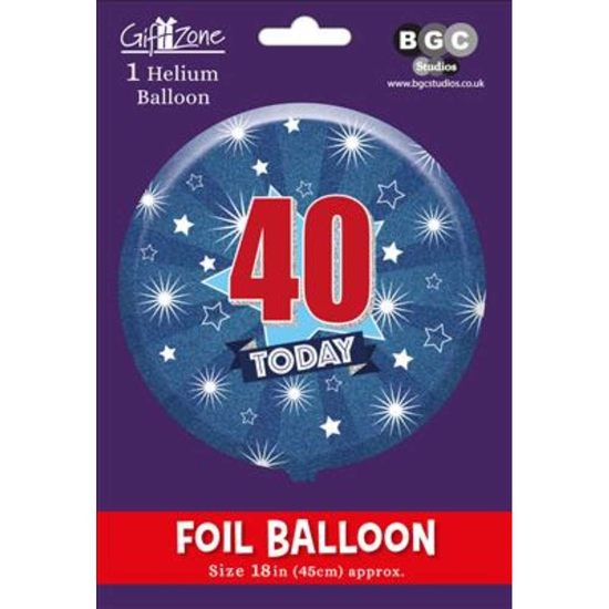 Foil Balloon 18" Round Holographic Age 40