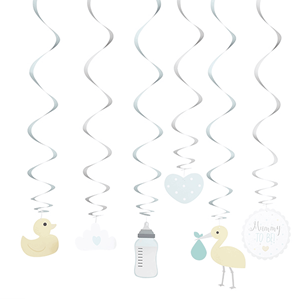 Oh Baby Unisex Swirl Assorted Decorations 6pk