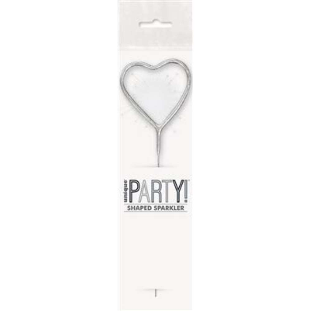 Unique Party Candle Sparkler Silver Glitz Heart 7