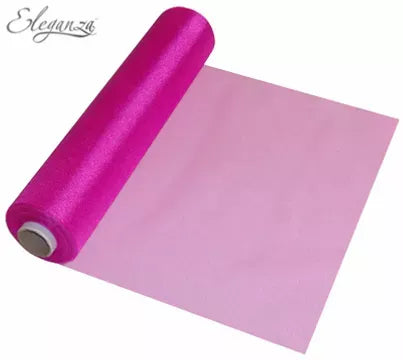Fuchsia Eleganza Organza Roll, 29cm wide, 25m length, sheer fabric ribbon for accessories and craft projects