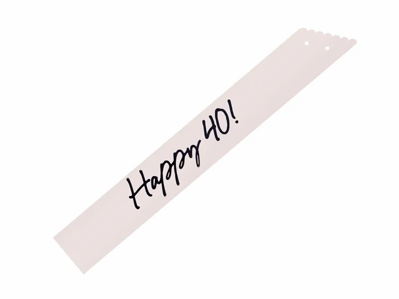 PartyDeco Paper Sash Age 40 Cream & Black 76cm