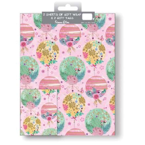 12pk Folded Wrap & Tags Balloons Pink