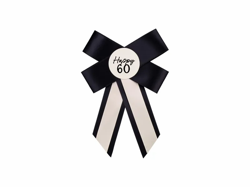 Cream & Black Happy 60th Birthday Rosette 11x17cm