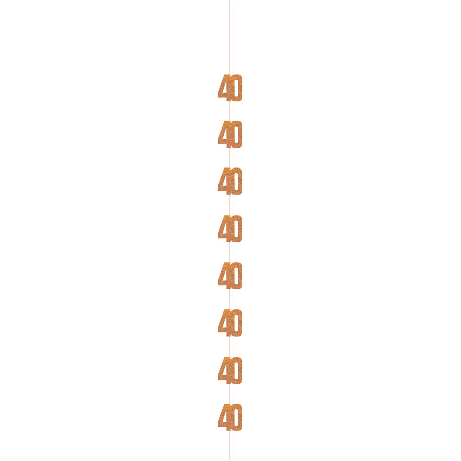 5Ft Hanging D cor Age 40 Glitz Rose Gold