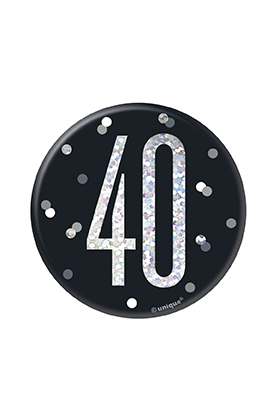 Unique Badge Black Glitz Age 40 3