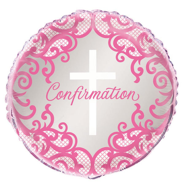 Unique Foil Balloon Confirmation Cross Pink 18"