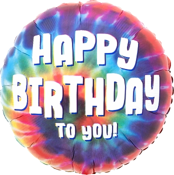 Anagram Tie Dye Birthday 18" Round Foil Balloon