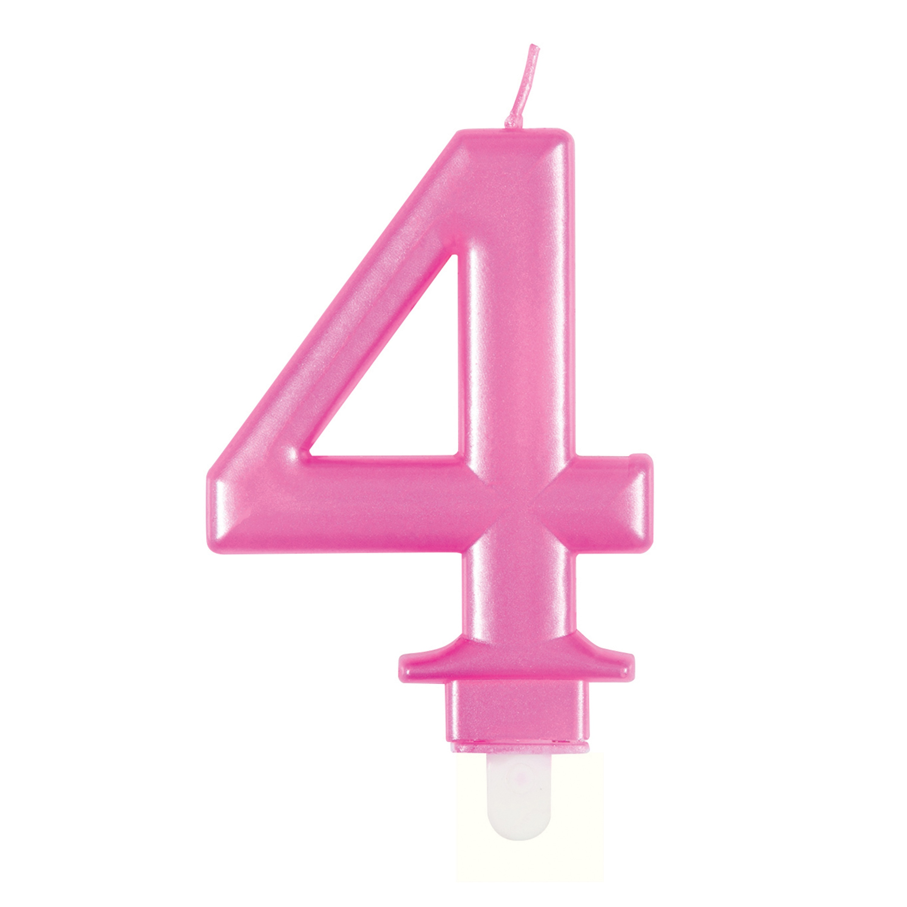 Unique Party Candle Number 4 Metallic Pink