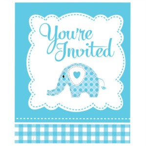 Sweet Baby Elephant Blue Invitations 8pk