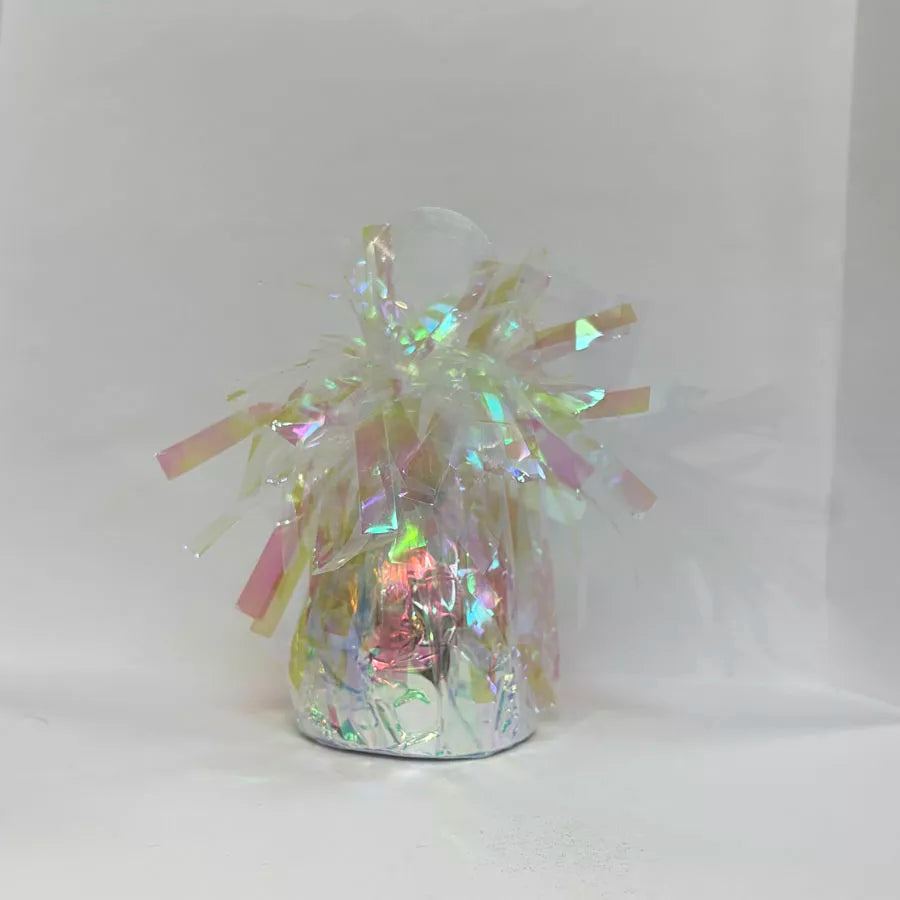 Iridescent Tiger Feet balloon weight, 170g, with a playful tiger paw design, used to secure balloons at parties.