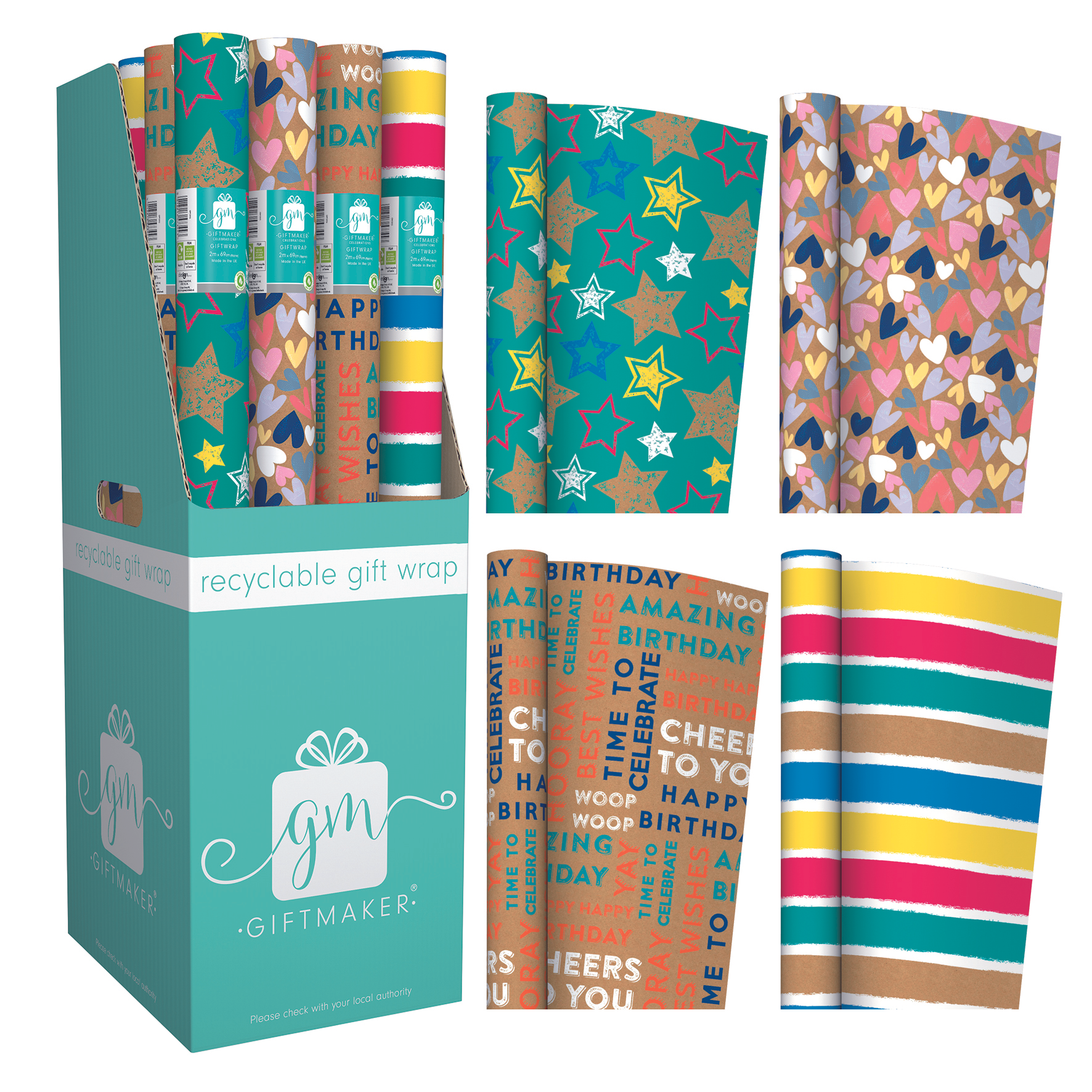 IG Design Group 50 Pack Rollwrap Kraft Fashion 2M