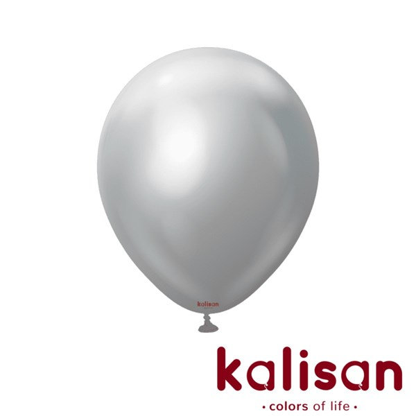 Kalisan Mirror Silver 12" Latex Balloons 50pk