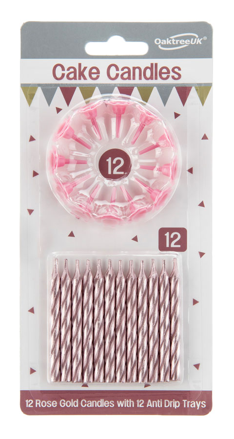 Oaktree 12 Candle/12 Holders Rose Gold 18.5cm