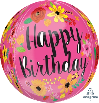 Anagram Pink Floral 15" Orbz Balloon