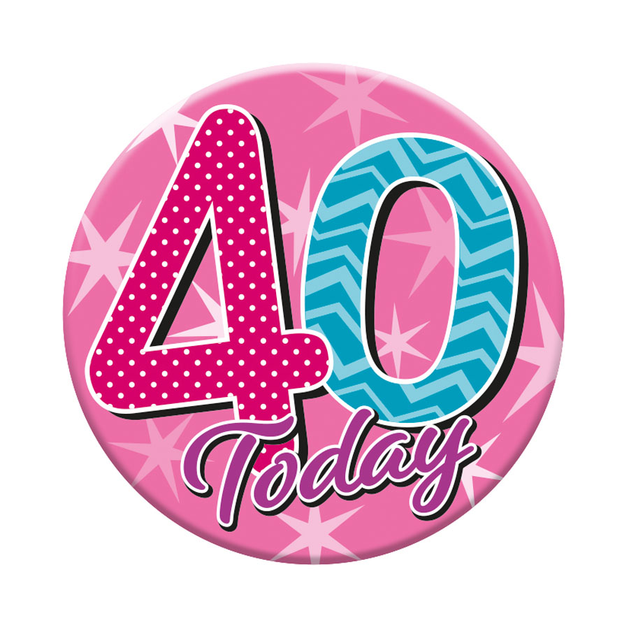 Six small Tiger Feet birthday badges displaying the number 40, perfect for celebrating milestone age events.