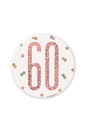 Unique Badge Rose Gold Glitz Party Age 60 3