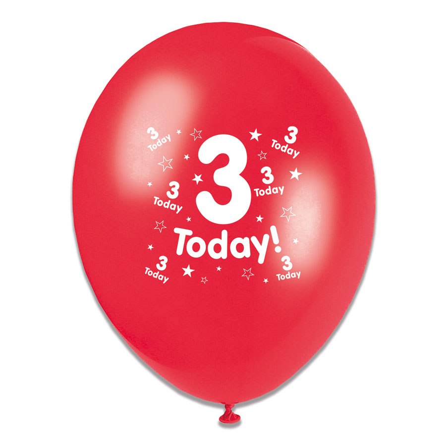 6 x 8pk Latex Balloons Birthday Age 3