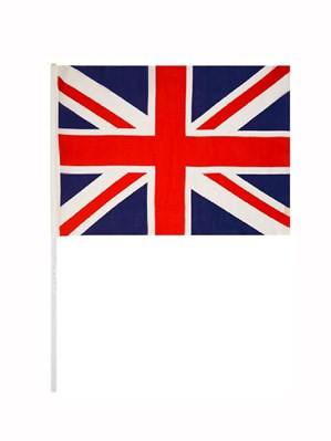 Set of 50 Henbrandt Union Jack hand-held flags for party decorations, featuring British flag design and vibrant colors.