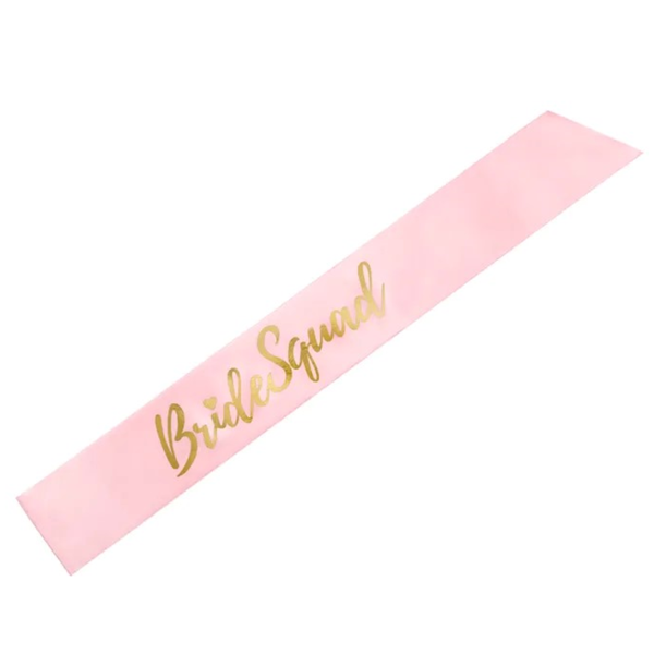 PartyDeco Satin Sash Bride Squad Light Pink 75cm