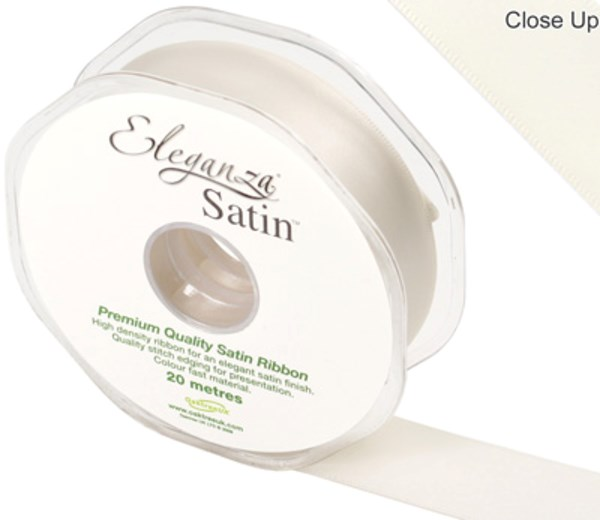 Eleganza Satin Ribbon Ivory 25mm x 20m