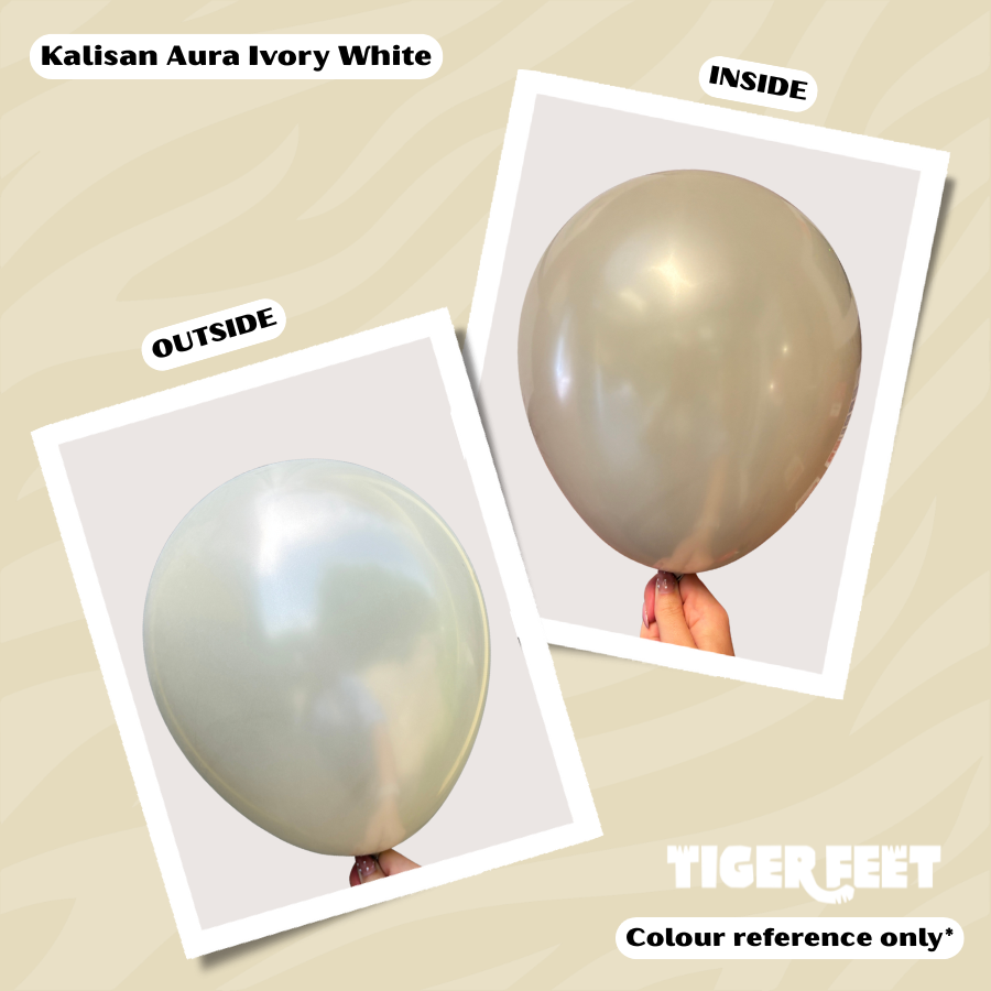 Kalisan 2 Pack Latex Balloons Aura Ivory White 24