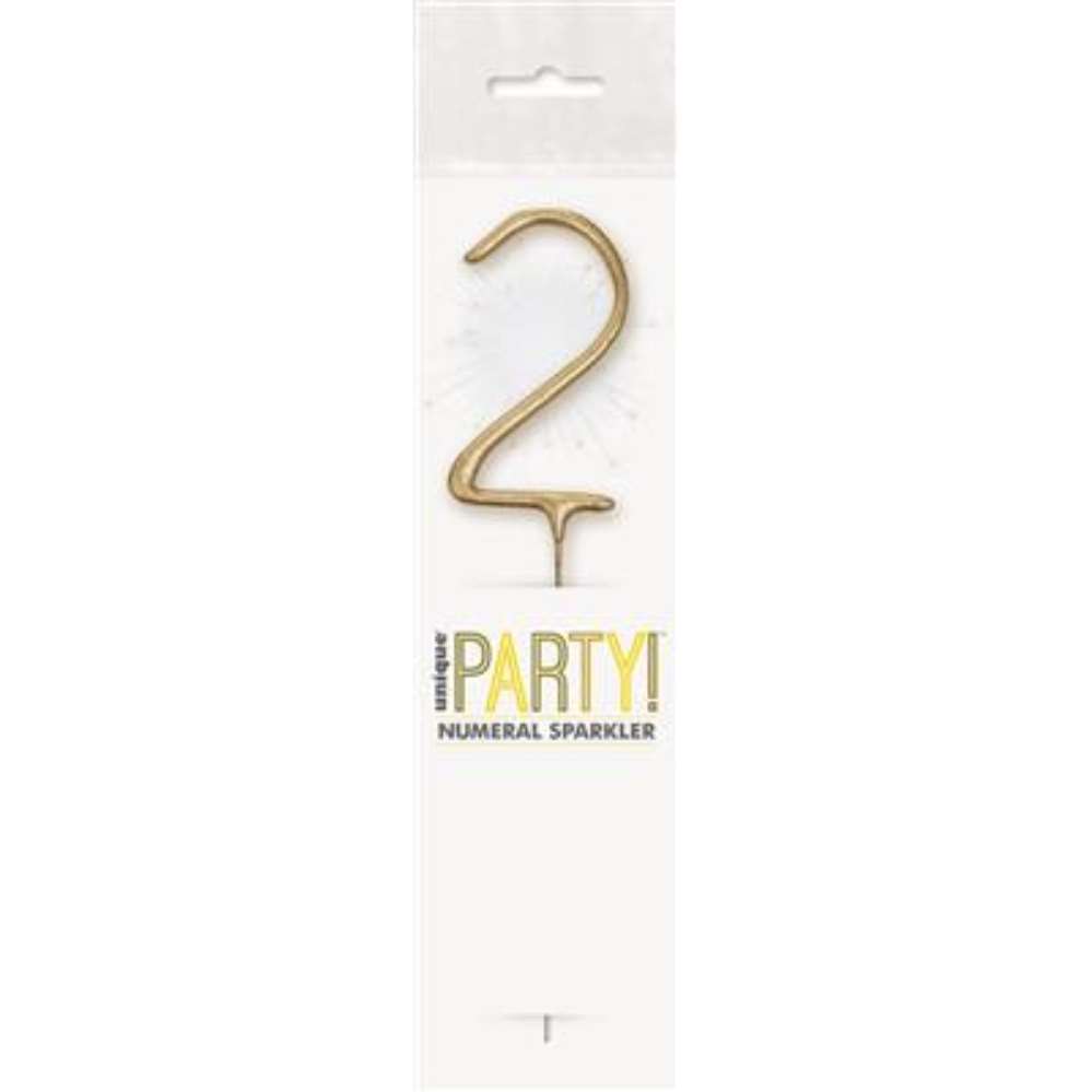 Unique Party Candle Sparkler Number 2 Gold 7