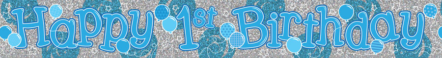 1st Birthday Silver/Blue Banner 2.6M 6pk