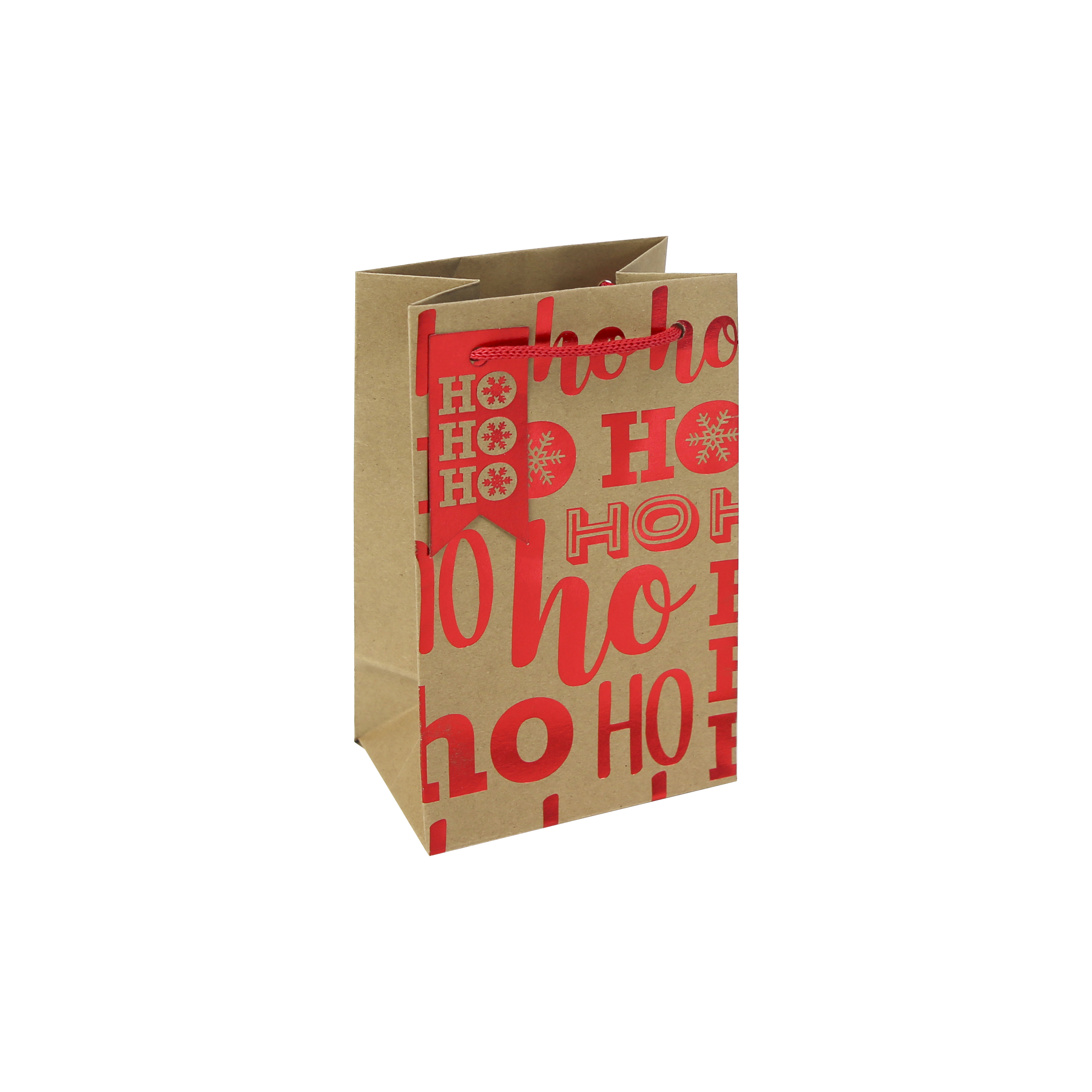 Ho Ho Ho Kraft Gift Bag 3pk