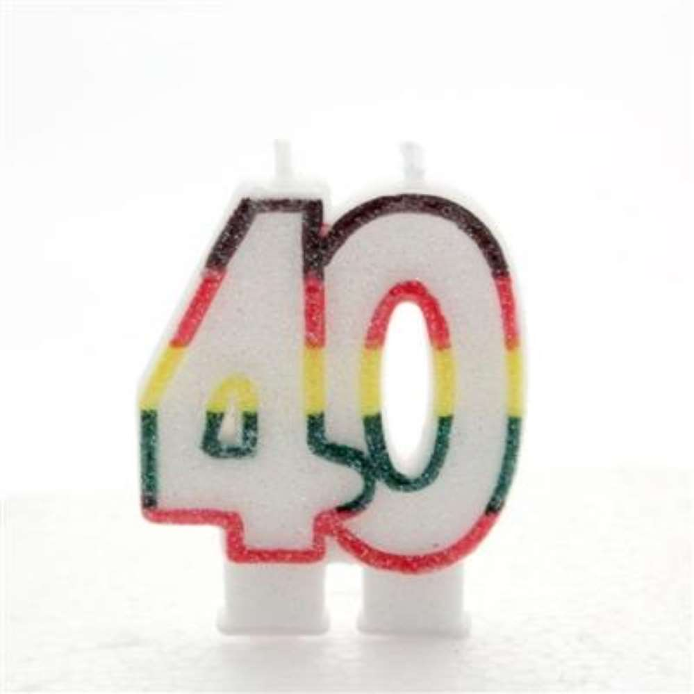 Kaleidoscope Age 40 Glitter Candle 6pk