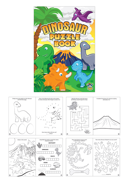 Henbrandt Puzzle Book Dinosaur 48pk