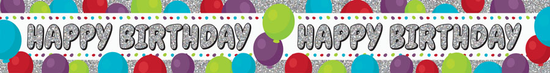 Happy Birthday Balloons Banner 2.6M 6pk