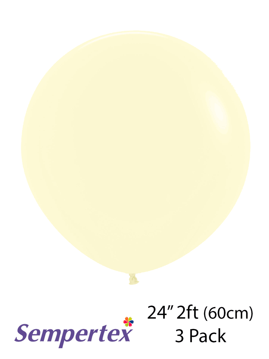 Sempertex Pastel Matte Yellow 24" Latex 3pk