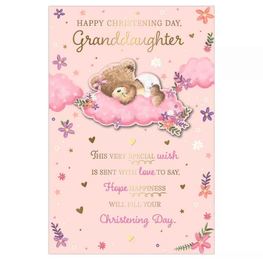 Set of six Prelude C75 Christening granddaughter greeting cards with elegant designs and religious motifs.