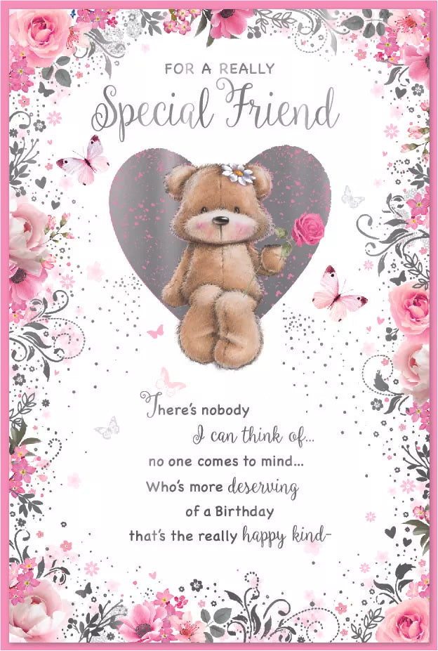 Set of six Simon Elvin C75 birthday greeting cards featuring special friend designs, with colorful illustrations on the front.