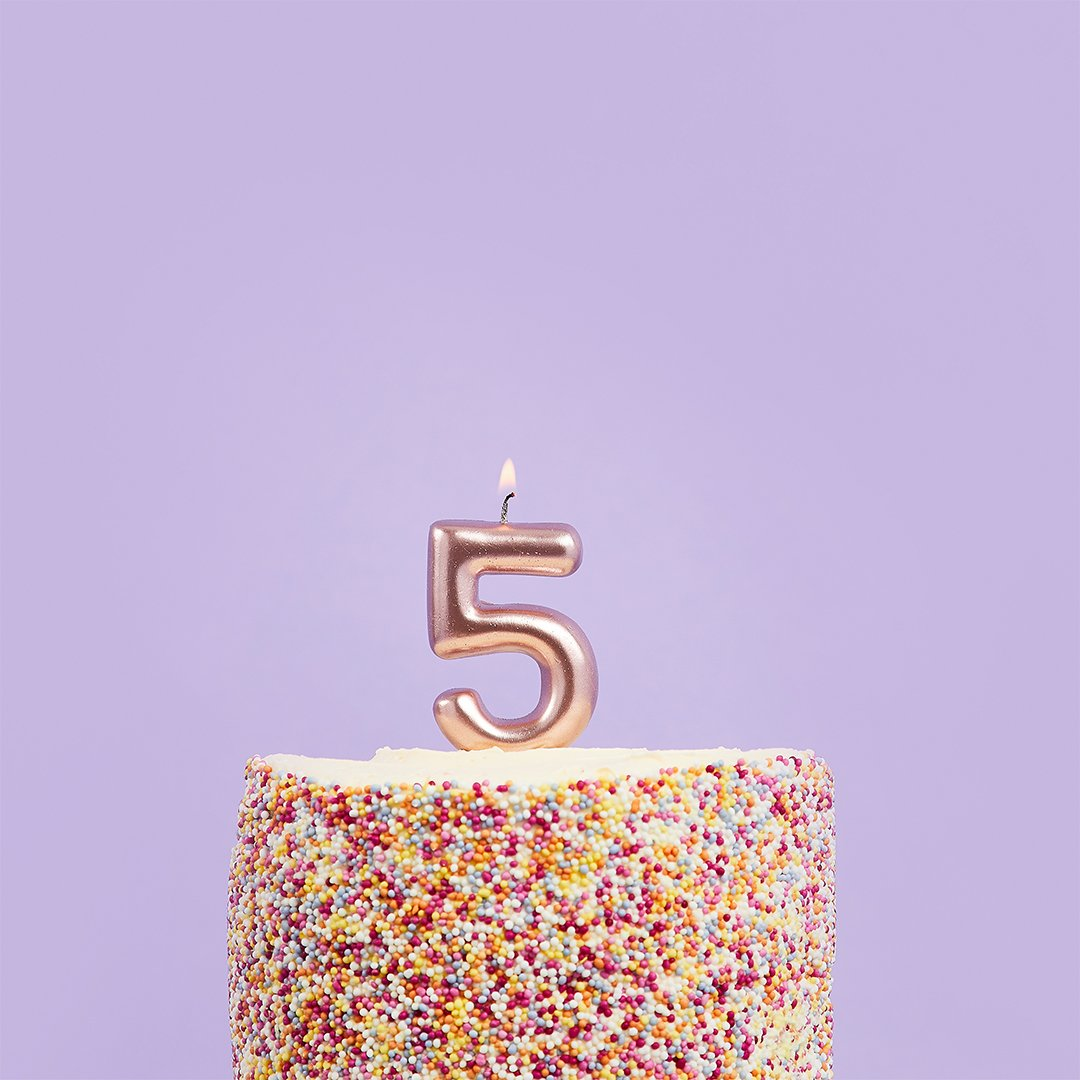 Hootybaloo Metallic Rose Gold Candle Number 5